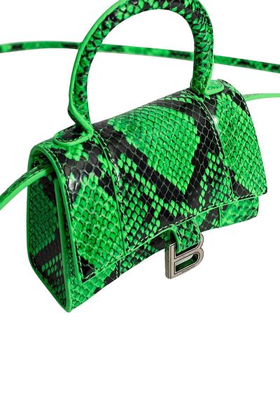 Balenciaga GEANTĂ MINI CU EFECT DE PIELE DE ȘARPE CU CLEPSIDĂ - BALENCIAGA - MĂRIME UNICĂ, VERDE