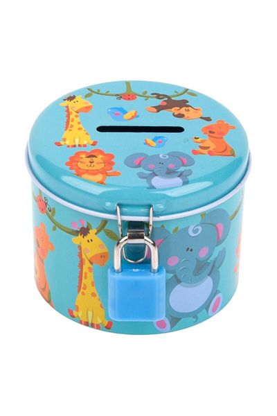Lioness Round piggy bank with animal print, Lioness, 8 x 6 cm