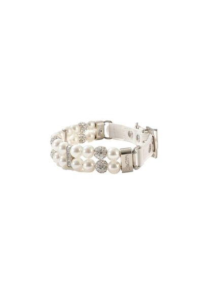The Casius. Faux Pearl Collar for Pets, Size XS, White and Silver, The Casius