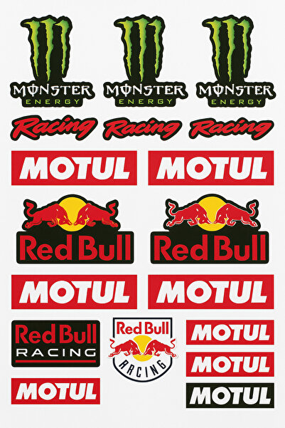 MKARAKAN RVELL MOTOSİKLET OTOMOBİL REDBULLL A4 STİCKER SET 004