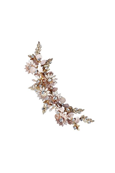 The Casius. Metal flower clip, 17 cm, pink and gold color, The Casius