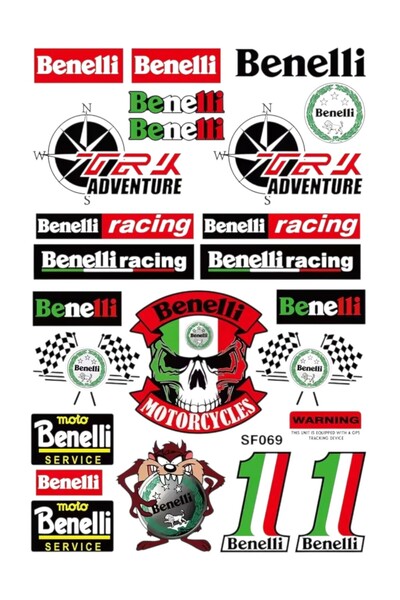 MKARAKAN RVELL MOTOSİKLET BENELLİ UYUMLU A4 STİCKER SET 002