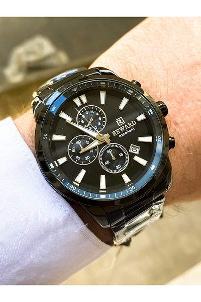 Reward Original Men's Wrist Watch Waterproof Black Color Steel Cord New Season