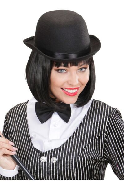 ForWhat Pălărie cu design melon pentru birou, acasă, birou, spectacol, costum CChaplin