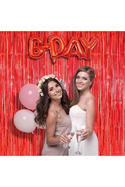 ForWhat 1x2MT Cortina de fundal cu franjuri lucioase metalizate roșii pentru decorarea biroului acasă