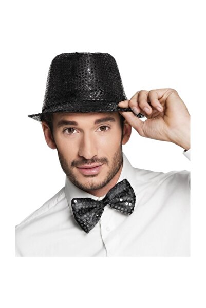 ForWhat Σετ παπιγιόν με καπέλο με παγιέτες με λάμψη για ενδύματα εκδηλώσεων γ...