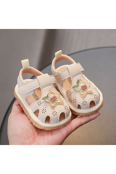 Superbaby Sandalute ivoire cu piuitoare - Star