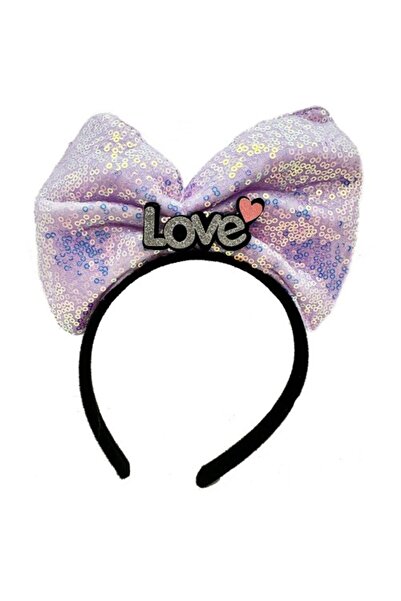 ForWhat تاج فيونكة أرجواني مكتوب عليه الحب مع ضوء LED فضي لمكتب المنزل وحفلات...