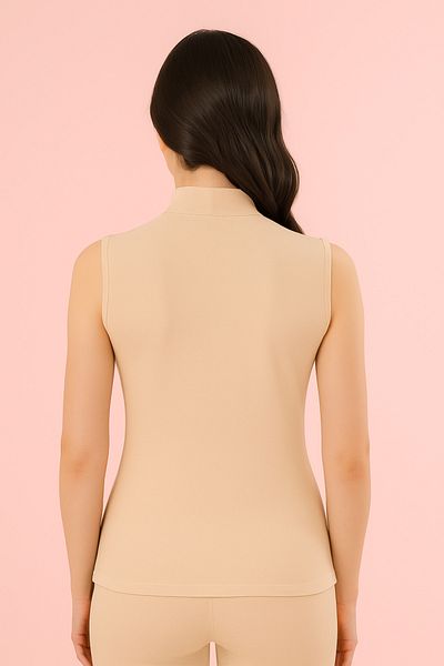 Altınay Women's Zero Sleeve Half Turtleneck Tank Top - 90% Cotton (Lilitime)