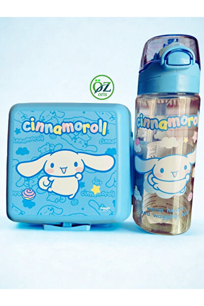 ÖZ OFİS Lisanslı Cinnamoroll Tritan Matara 500 ml Ve 2 Katlı Beslenme Kabı Ye...