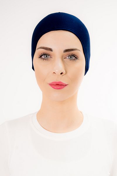Şalcenneti.com Navy Blue Color Bonnet with Stitched Front Tie