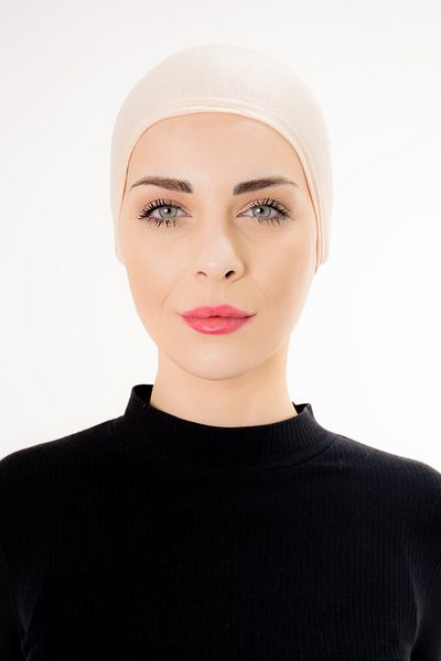 Şalcenneti.com Beige Color Bonnet with Stitched Front Tie