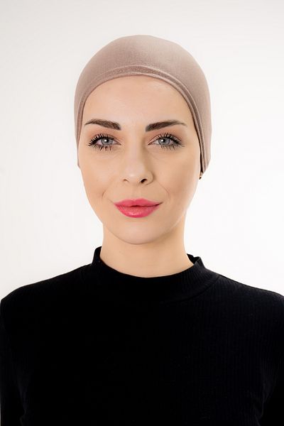 Şalcenneti.com Mink Color Bonnet with Stitched Front Tie