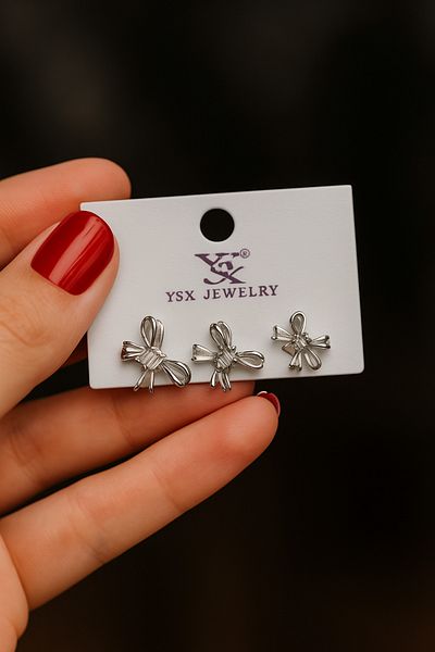 Melcey Steel 3-Piece Earrings with Zircon Stone (Stainless, Tarnish-Free, First-Class Quality)