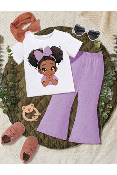 bebekpare Girl's Summer Spanish Suit Girl Printed