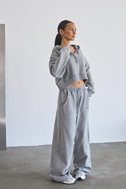 South Coast Gri Soluk Efektli Bol Kesim Sweatpants