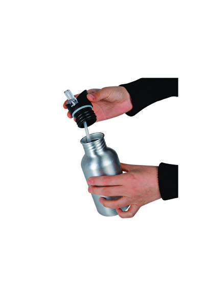 DKDZ SHOP Kuromiii Printed Metal Water Bottle with Straw and Hook 600ml. White