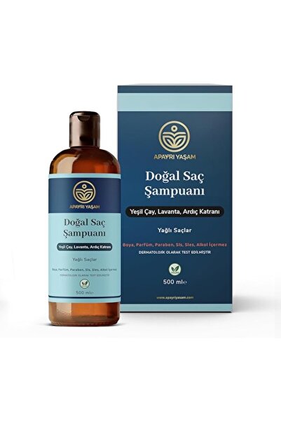 ShopZum Apayrı Yaşam Yeşil Çay Lavanta Ardıç Katranı Özlü Yağlı Saçlar İçin Besleyici Ve Onarıcı Şampuan 50