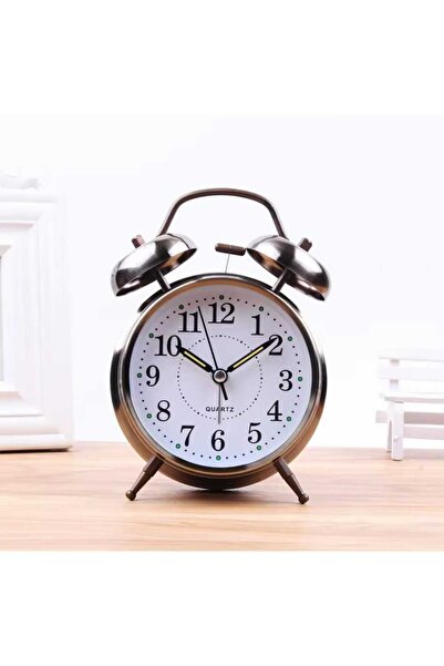 mr shopping MR Metal Çift Çanlı Fosforlu Işıklı Yüksek Sesli Çalar Masa Saati...