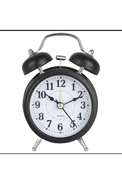 mr shopping MR Metal Çift Çanlı Fosforlu Işıklı Yüksek Sesli Çalar Masa Saati Büyük Boy sessiz masa saati hediye