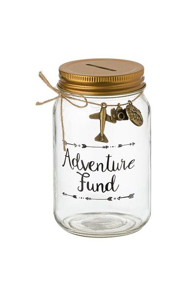 SyaMAG Glass Piggy Bank Stuffix, Adventure Fund, Glass, 14x8 CM