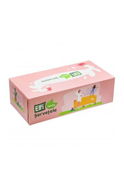 Elfi Dry wipes in pop-up box, 2 layers, 20x19 cm, pink pattern, 150 pcs