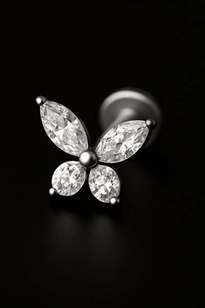 depozoom Titanyum Flatback Tragus Helix Conch Flat kıkırdak KELEBEK Piercing ...