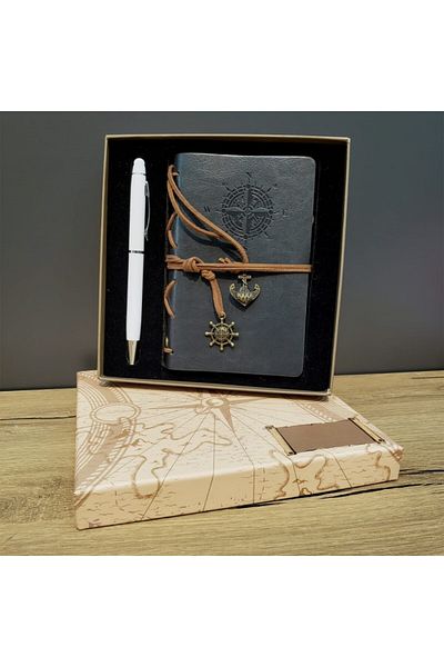 Wolawood Vintage Daily Memory Keepsake Leather Notebook and Touch Smart Touchpen Pen Special Boxed Gift Set