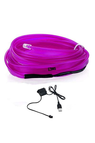SIKS ® Car Ambient Light Neon Wire, 5 Meters, Usb, Multifunctional, Easy To Install, Purple
