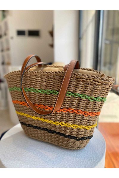 Zeynep Keskin Design Γυναικεία ψάθινη τσάντα, πλεκτή τσάντα, τσάντα παραλίας, γυναικεία τσάντα ώμου