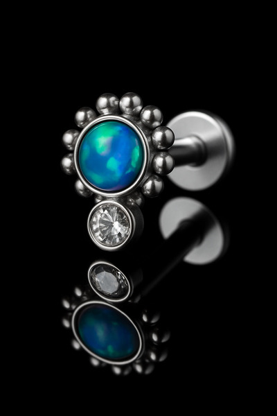 depozoom Titanyum Flatback Tragus Helix Conch Flat kıkırdak OPAL Piercing 100...