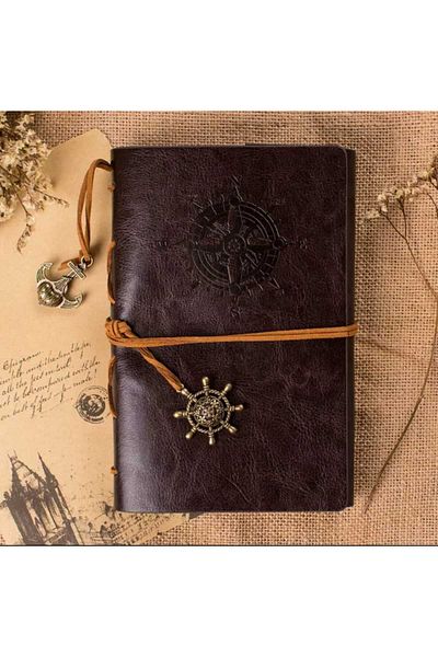 MRShopping MR Retro Винтидж моряшки тефтер, класически тефтер с корица от PU кожа. Чудесен подарък.