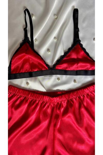 Lessya Satin Shorts Bralet Pajama Set Patterned