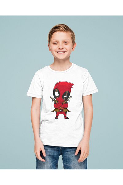 SEVBANO Tricou unisex pentru copii cu desene animate cu imprimeu Deadpool (vârsta 1-12)