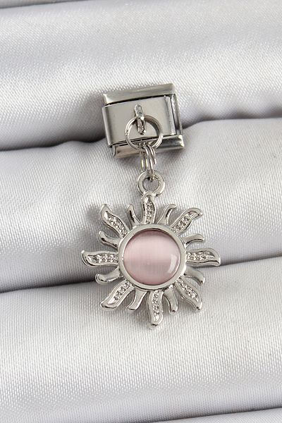 SeyCey.co 316L Steel Dangle Zircon Stone Sun Model Silver Color Nomination Charm