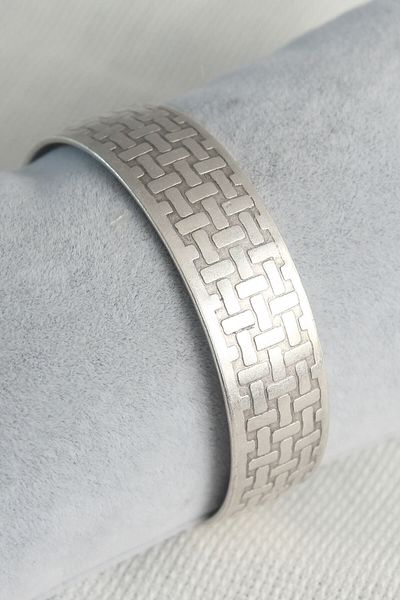 merland benvecocuk Authentic Silver Color Motif Processing Detail Plate Men's Bracelet - Lisinya