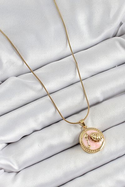 BESKAR 316L Steel Chain Pink Enamel Artistic Portrait Oyster Model Gold Color Women's Necklace