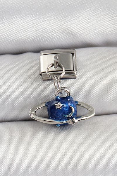 SeyCey.co 316L Steel Dangle Saturn Model Silver Color Nomination Charm