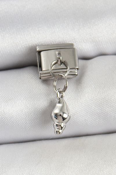AfraBeauty 316L Stainless Steel Dangle Seashell Charm |   Silver Color Tarnish Free Nomination Compatible