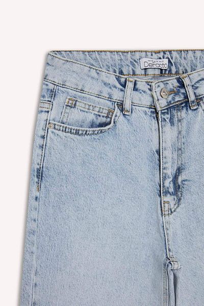 DeFacto Comfort Straight High Waist Ankle Length Jean Washed Trousers D8155Ax25Sm