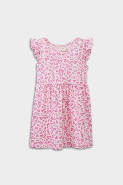 DeFacto Baby Girl Heart Pattern Short Sleeve Dress A0136A525Sm