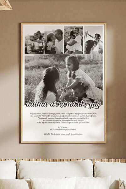 Sürpriz Vakti Kişiye Özel Babalar Günü Poster Tasarımı | 5 Fotoğraf ve Duygusal Mesaj ile Hazırlanmış Anı Tasarımı