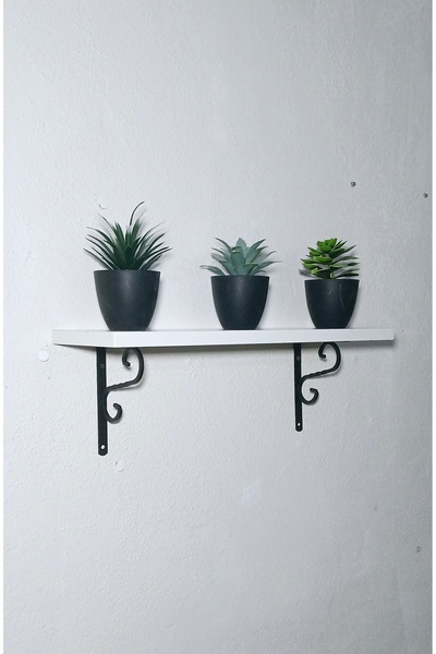 eneefwood demir ayaklı duvar rafı 50x15