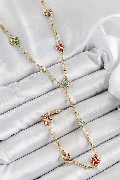 BESKAR Brass Assortment Heart Clover Model Gold Color Zircon Stone Y Necklace