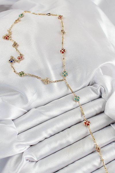 BESKAR Brass Assortment Heart Clover Model Gold Color Zircon Stone Y Necklace
