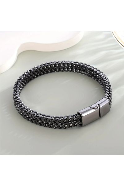 Tasarım Steel Bracelet Double-Sided Titanium Model 0.8 mm Width 21 cm Length Greyish Black