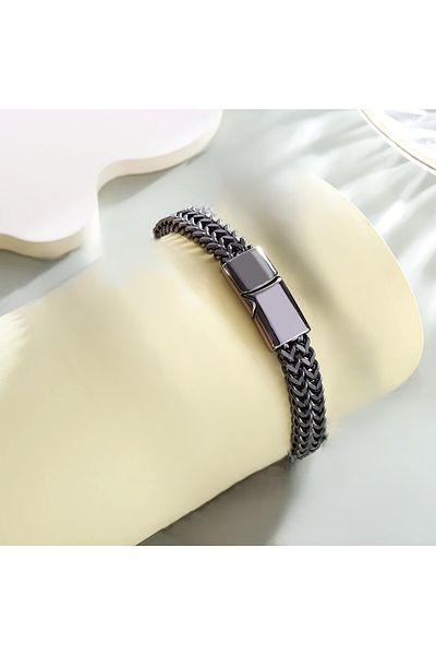 Tasarım Steel Bracelet Double-Sided Titanium Model 0.8 mm Width 21 cm Length Greyish Black