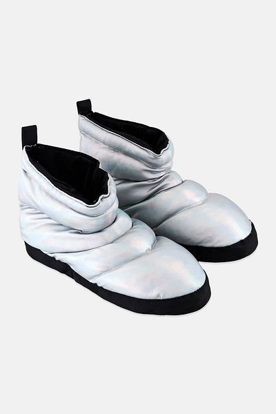 Capezio Kids Boy Slip On Quilted Boots, Metallic Silver Metallic