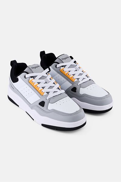 Algspar Men Leather Upper Lace Up Casual Shoes, White