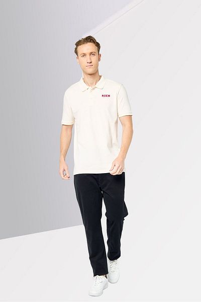 John Richmond Men Regular Fit Brand Logo Short Sleeves Polo Shirt, Off White